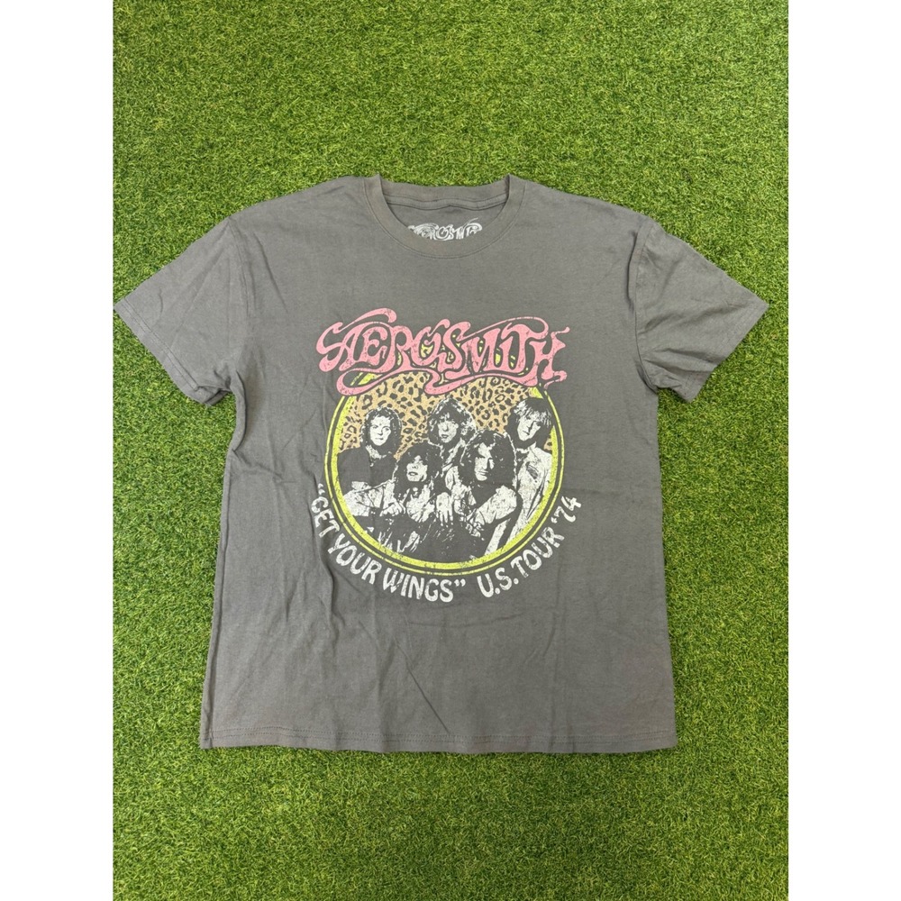 Aerosmith Get Your Wings US Tour 74 Graphic T-Shirt Gray Mens‎ Large